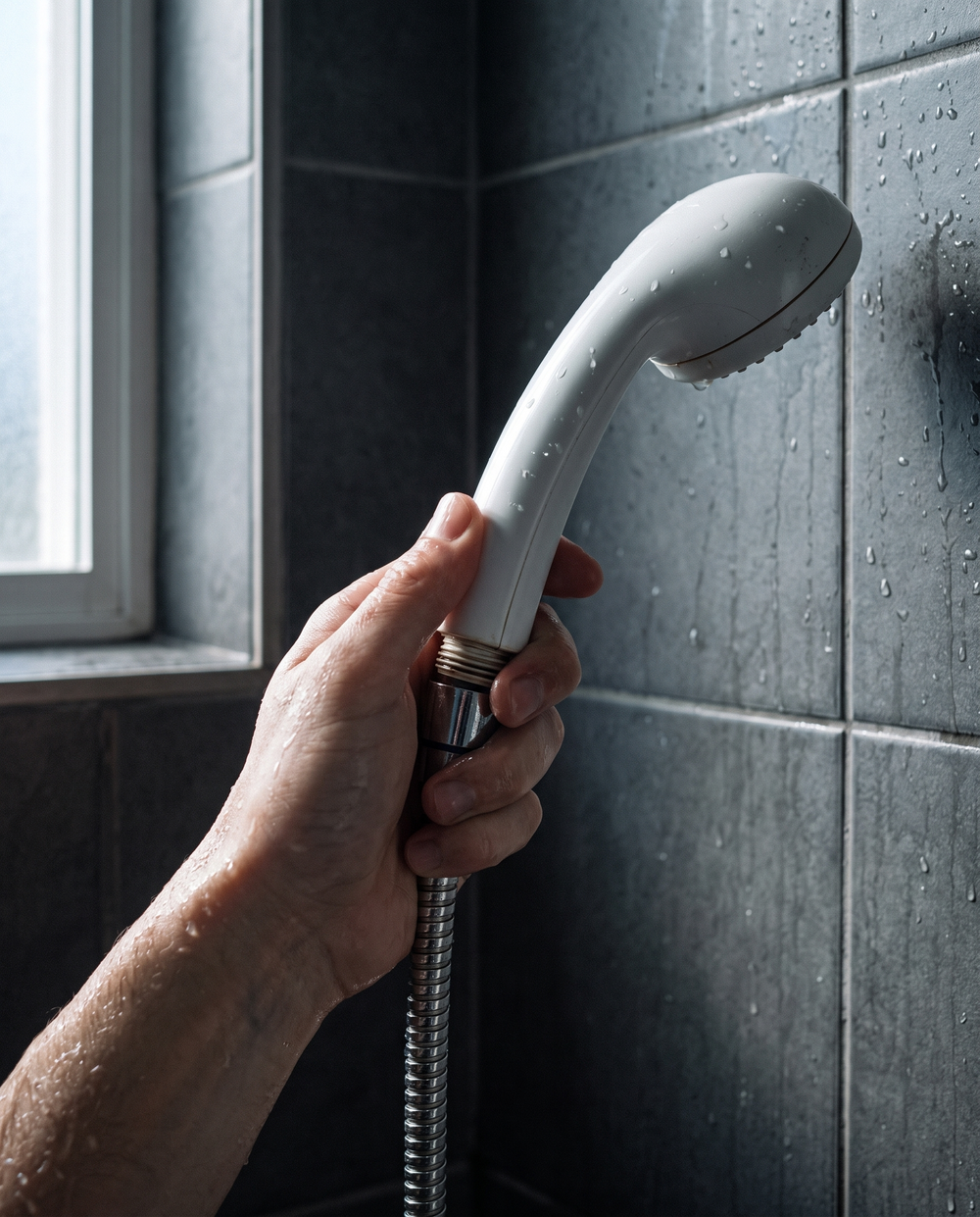Unscrewing the old shower head